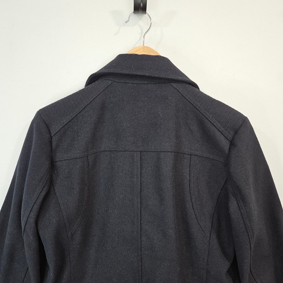 LEVIS Womens Wool Blend Navy Moto Punk Jacket Small Asymmetrical Zip Edgy - Picture 6 of 16